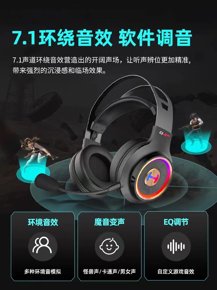 漫步者g4头戴式耳机电竞游戏耳麦有线带麦电脑台式吃鸡听声辩位用